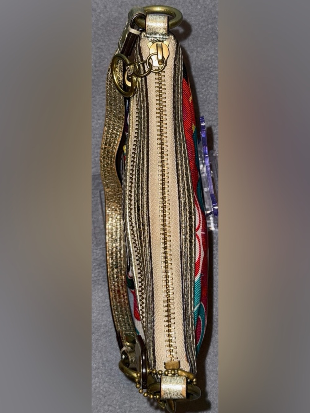 Coach Multicolor Signature 'C' Print Poppy Wristlet with Gold Trim - Picture 4 of 8
